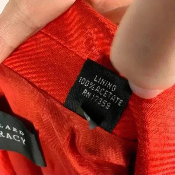 Linda Allard Ellen Tracy blazer size 10 red 100% linen double breasted 80s 90s - Picture 8 of 12